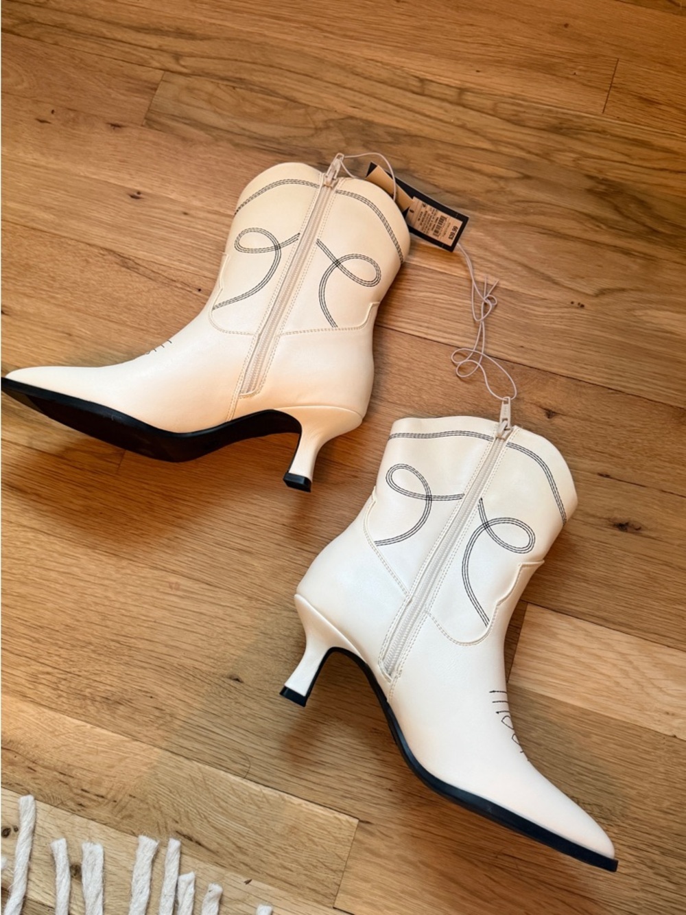 White Cowboy Heeled Boots - Picture 2 of 3